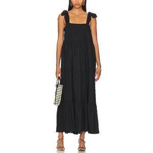 Show Me Your Mumu 'Arabella' Maxi Black Linen Dress Size XS